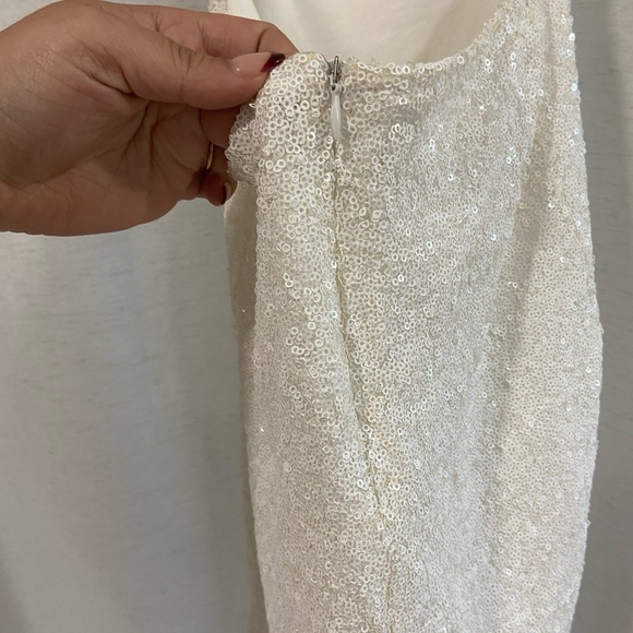NYE Dress! Short White Sequins Tobi Dress with Side Cut Outs and Low Back - Picture 5 of 5